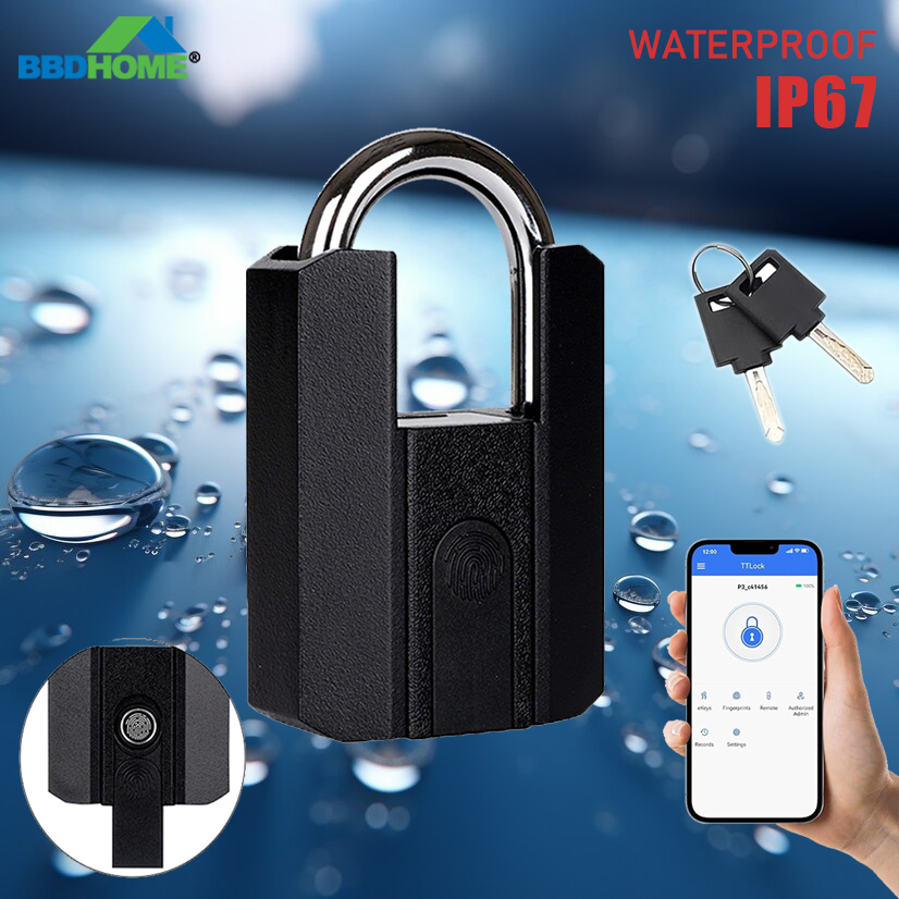 BBDHOME スマート南京錠 TTlock アプリ制御指紋キーレス防水 IP67 屋外生体認証タフな適切なジム高品質