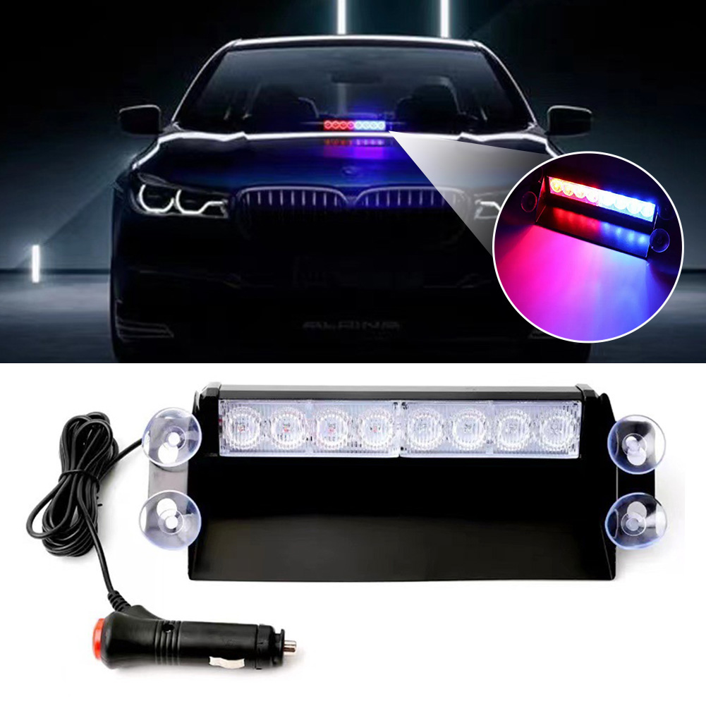車のフロントガラス点滅警告信号ランプ赤青非常灯 12V 8 LED ユニバーサル車のストロボライトフラッシャー車両