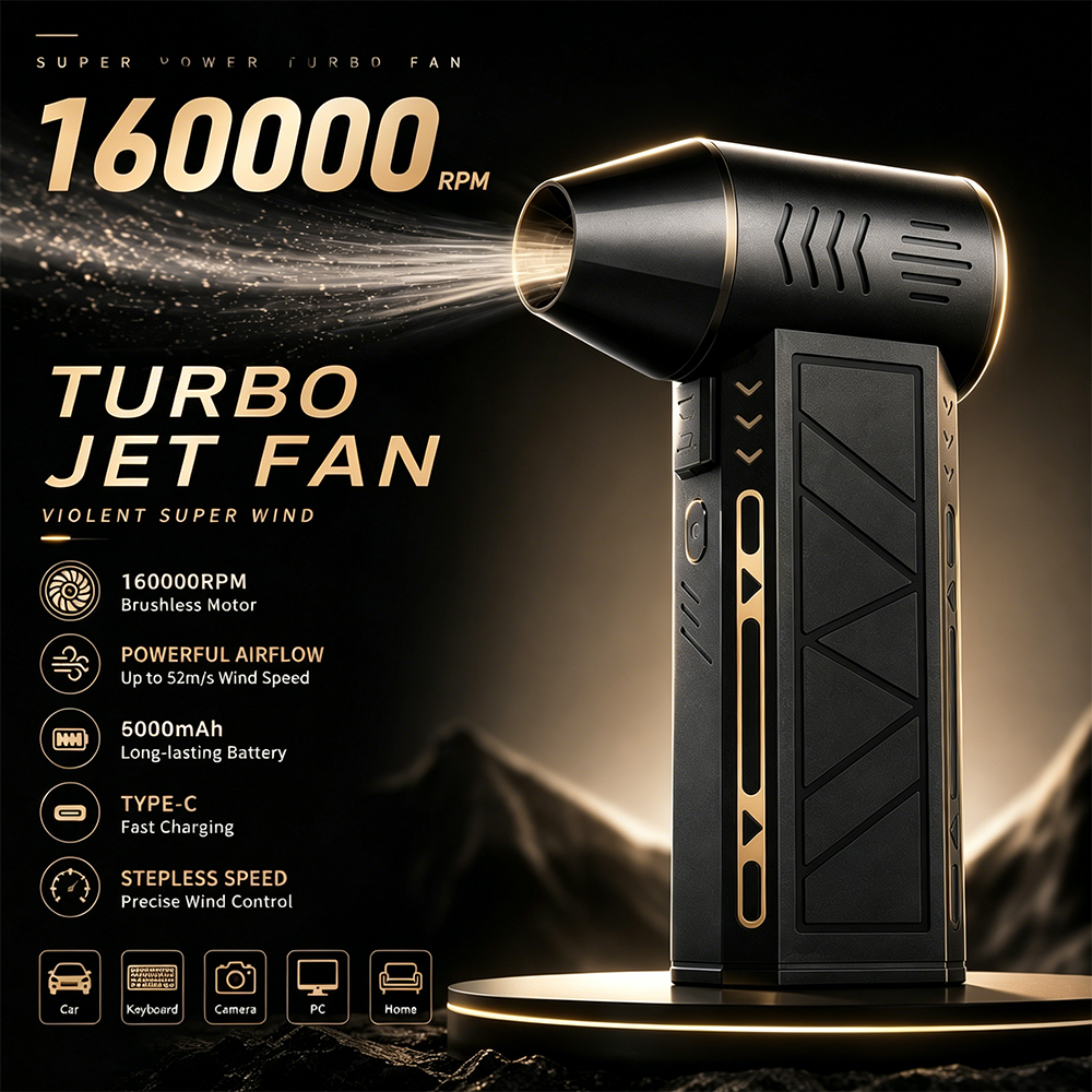 ターボファン 160000RPM ハイパワージェットファンハンドヘルドエアダスターモーター可変速ダストブロワーブラシレスクリーンツールエアミニブロワー