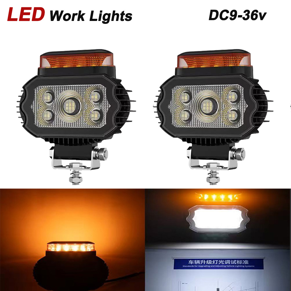 5.5インチ長方形LED警告フラッシュライト9-36VトラックLED作業灯オフロード車投光器SUV 4X4ヘッドライトホワイトアンバー