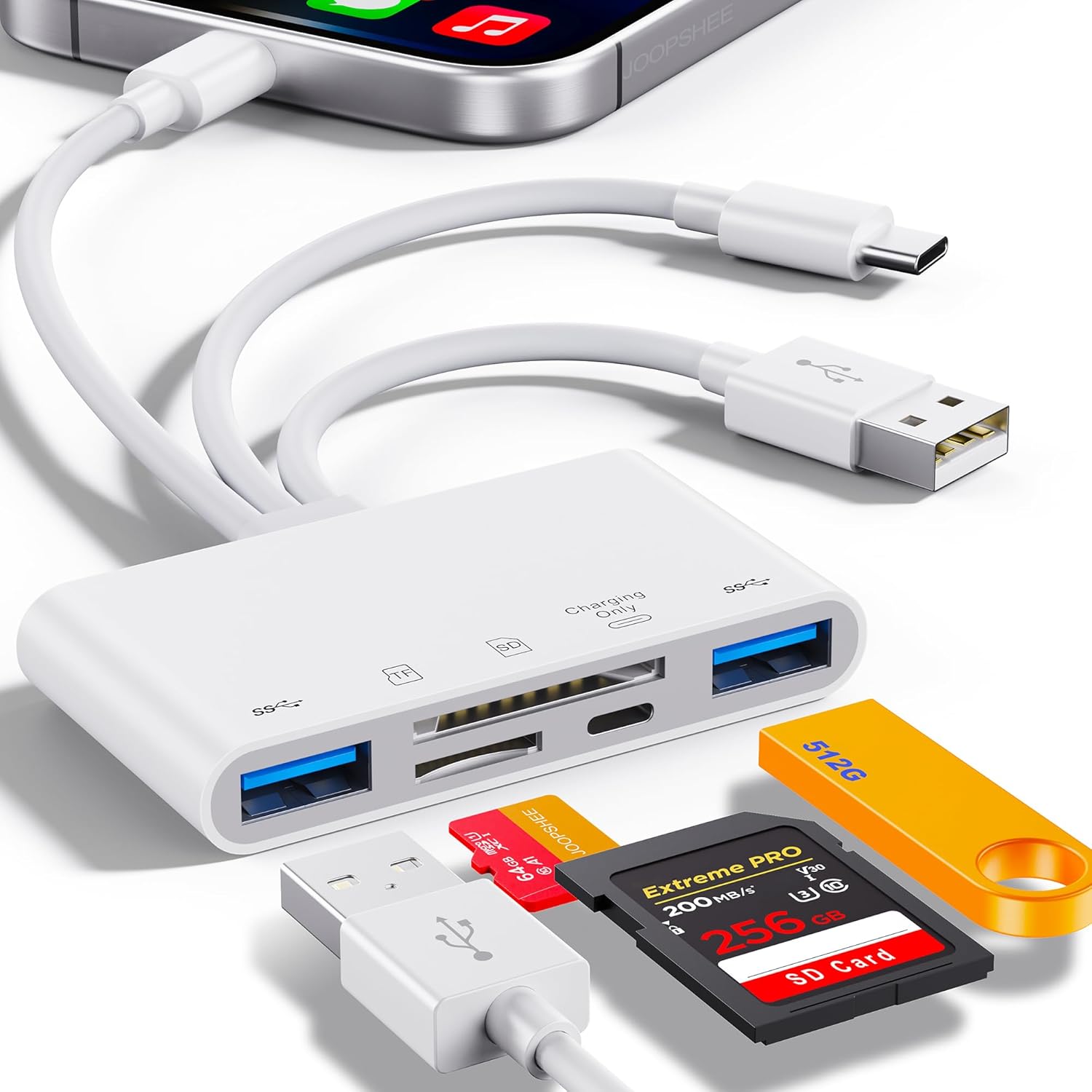 5-in-1 メモリカードリーダー、USB OTG アダプター