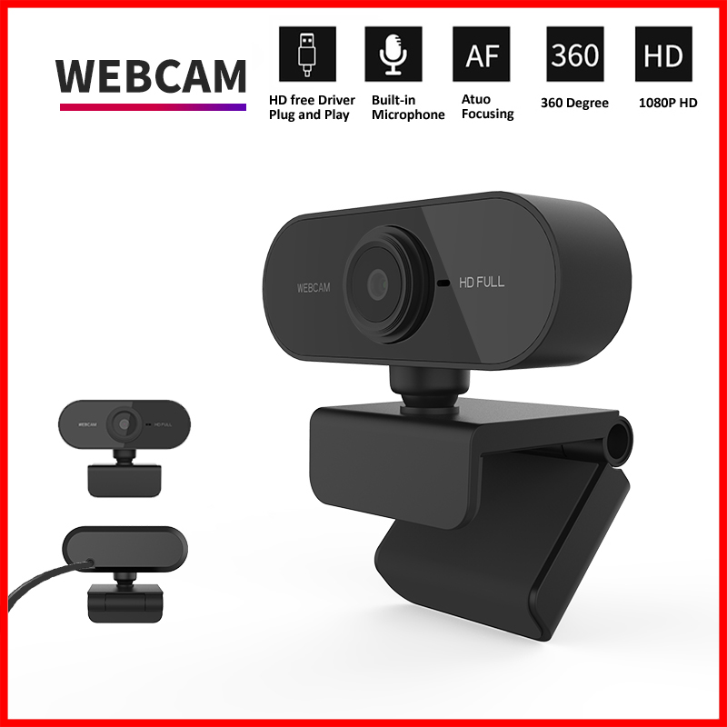 マイク付き 1080P HD ミニウェブカメラ、USB インターフェイスはラップトップ デスクトップ コンピューターをサポートし、ライブ ビデオ通話会議に適しています