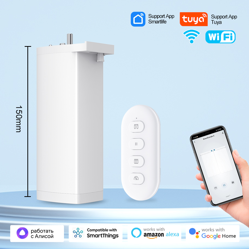 Smart Tuya Wifi 電動カーテンシャッターモーター RF リモコン付き 15 センチメートルサイズ APP 制御 Alexa Google アシスタント SmartThings
