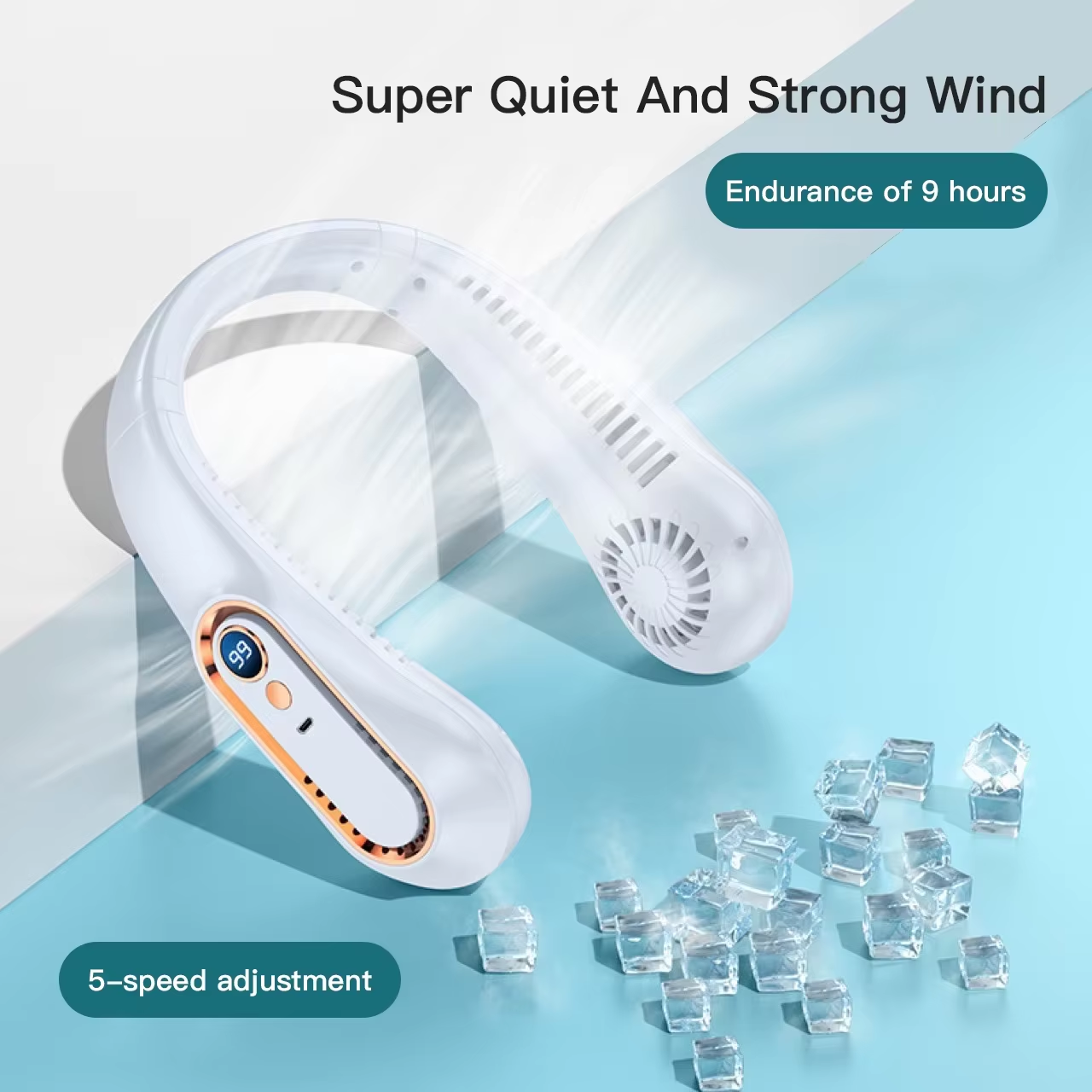 吊り首ファンデジタルディスプレイ電源 Ventilador ブレードレスネックバンドファンポータブルミニエアクーラー USB 充電式扇風機