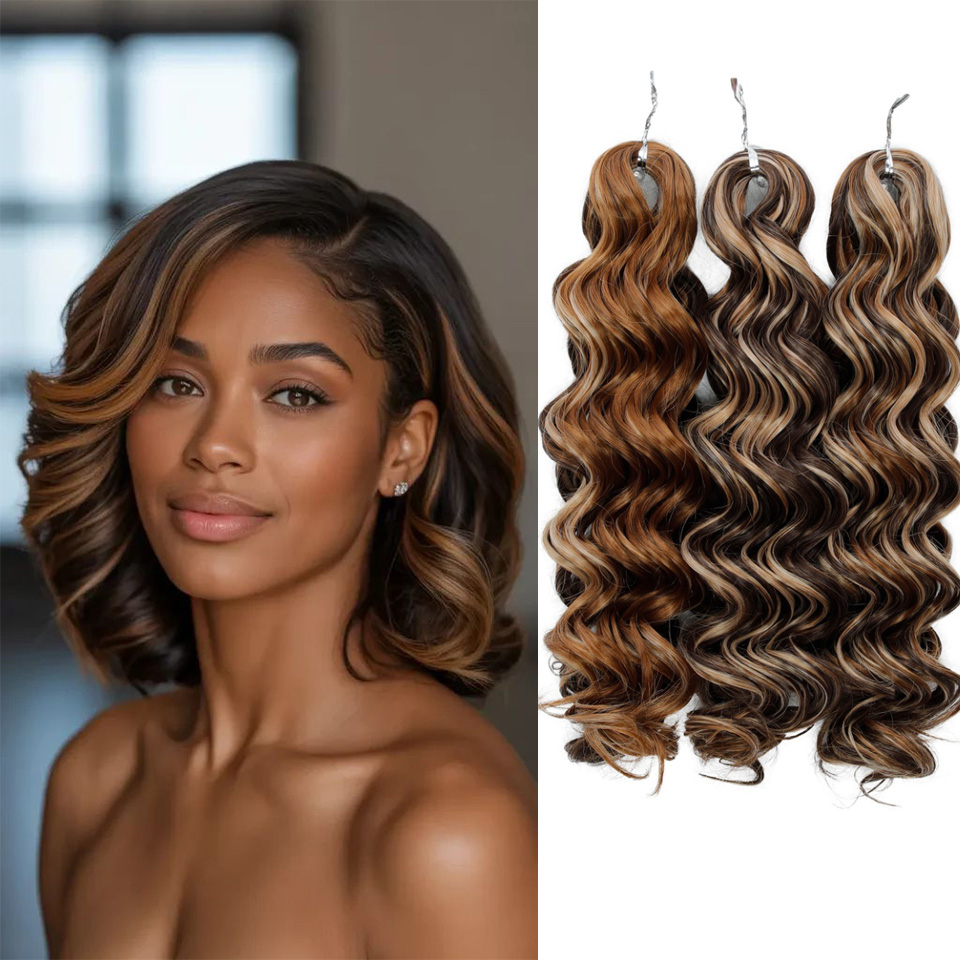 Gladys 12 インチ実体波人工毛エクステンションオンブルブラウン編組日常生活ヘアエクステンション 3 ピース/ロットかぎ針編みヘアエクステンション