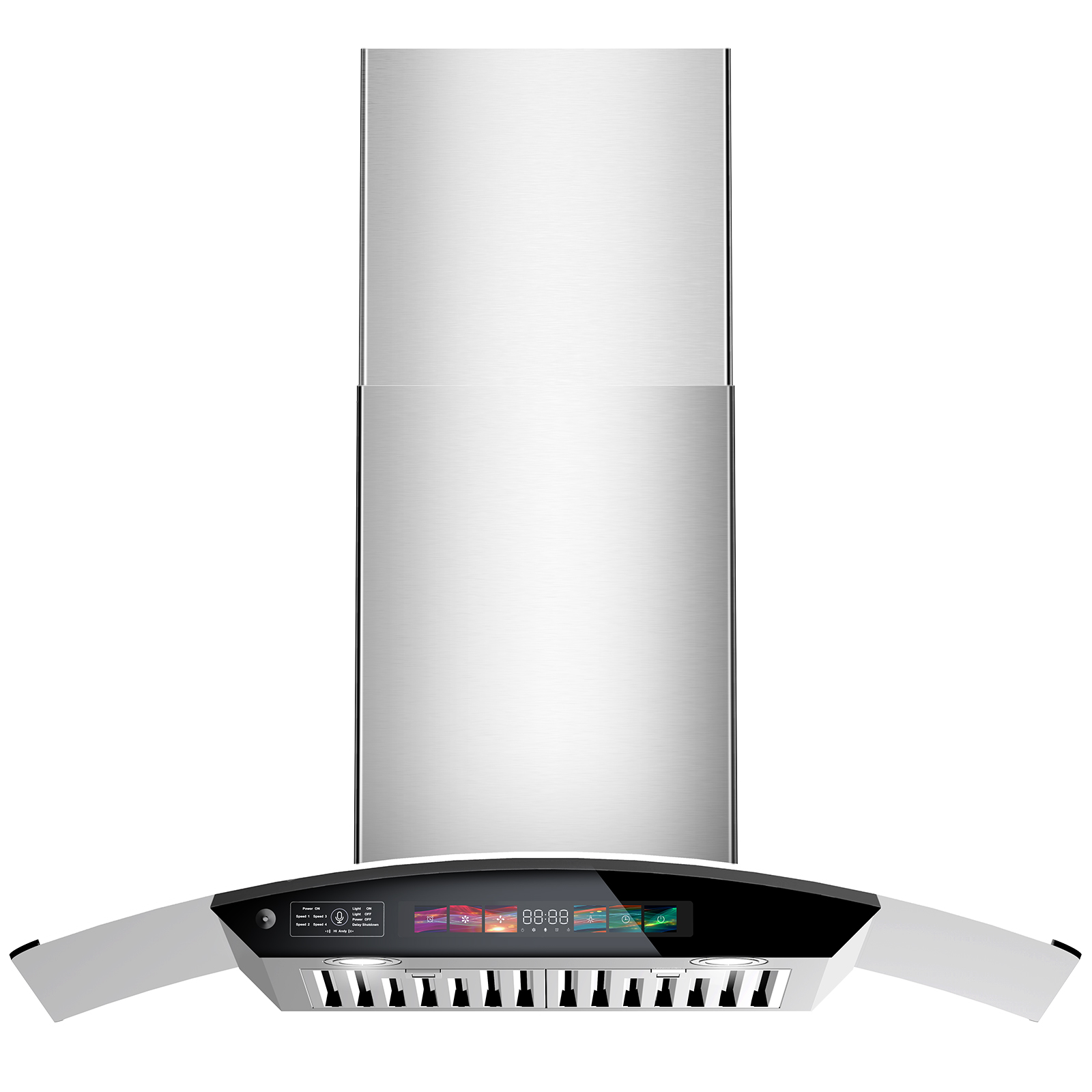 BRANO 30 インチ壁掛けレンジフード 900 CFM、音声/ジェスチャー/タッチコントロール、4 速排気ファン付きステンレススチールキッチンフードベント、調節可能なライト、メモリーモード