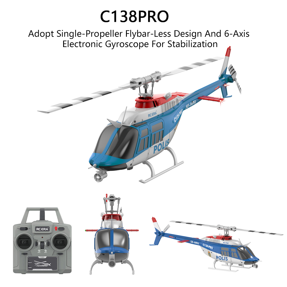 C138 プロ 6CH RC ヘリコプター RC ERA シングルブレード ブラシレス スタント ヘリコプター ジャイロスコープ付き ブラシレス リモコン飛行機モデル