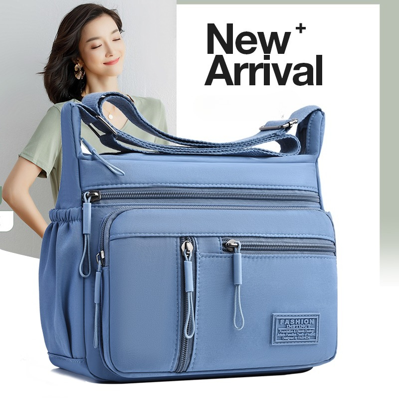 ファッション女性のクロスボディバッグマルチポケット高品質防水ナイロン大容量ショルダーメッセンジャーハンドバッグ
