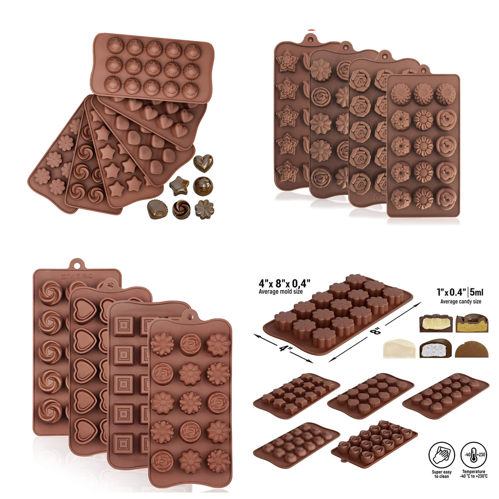4/6 パックチョコレートフラワーモールド再利用可能なシリコンケーキチョコレートキャンディフォンダンモールド耐久性のあるローズフローラルモールドベーカーバター用
