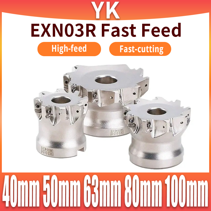 EXN03R 高速送り 40 ミリメートル 50 ミリメートル 63 ミリメートル 80mm100 ミリメートルフライスカッターヘッド LNMU0303ZER-MJ AH725 AH130 高速送りフライスカッターインサート EXN03