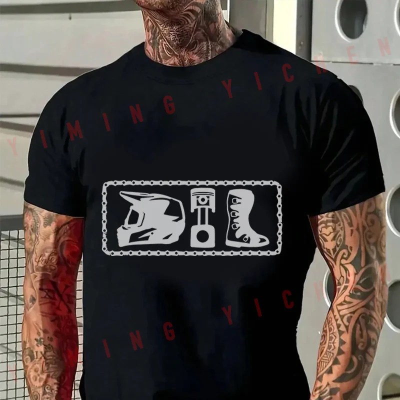 男性 Tシャツダートバイクギアオートバイライダーモトクロスオフロードプリントコットン O ネック半袖 Tシャツファッション Tシャツ