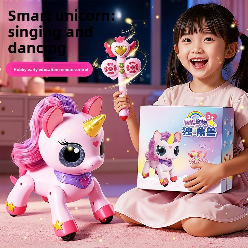 新しいインテリジェント リモート コントロール マシン ポニー ユニコーン - 魔法の杖付き電子ペット、女の子の誕生日ギフト