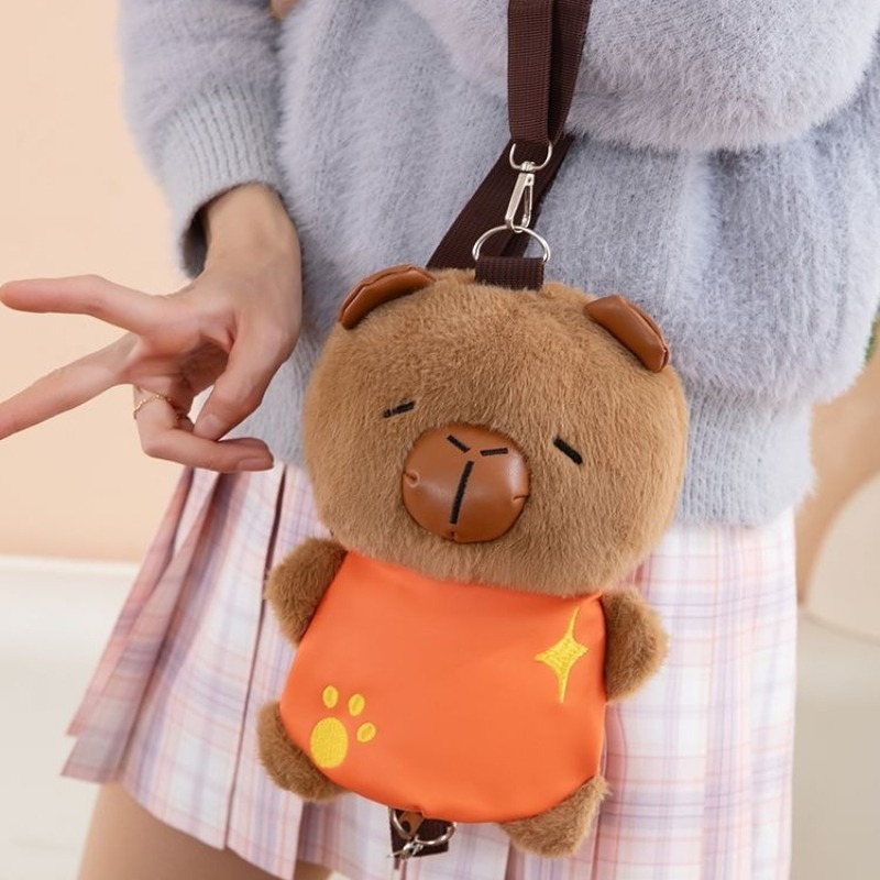 新しいかわいいカピバラぬいぐるみショルダーバッグソフトかわいいカピバラシングルショルダーバッグガールズカジュアルクロスボディバッグ女性のためのギフト