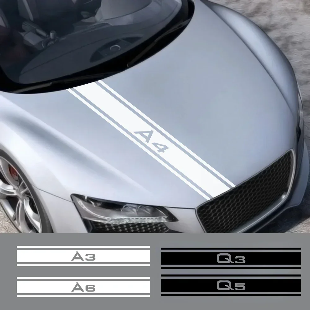 アウディ A3 8P S3 8V A4 B8 B6 A6 C6 C5 C7 Q2 Q3 Q5 Q7 Q8 TT TTS PVC 車のフロントフードフィルムステッカービニール自動ボンネットストリップデカール