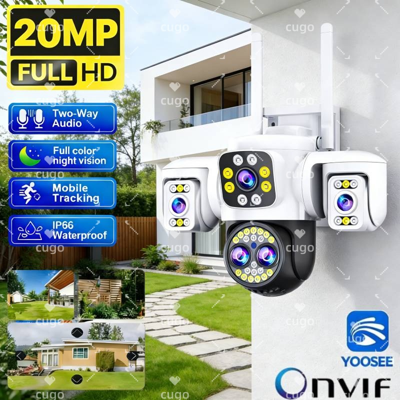 20MP WiFi IP カメラ HD 3 画面セキュリティ AI 自動検出ワイヤレス監視カメラ Onvif 10X ズームベビーモニター YOOSEE