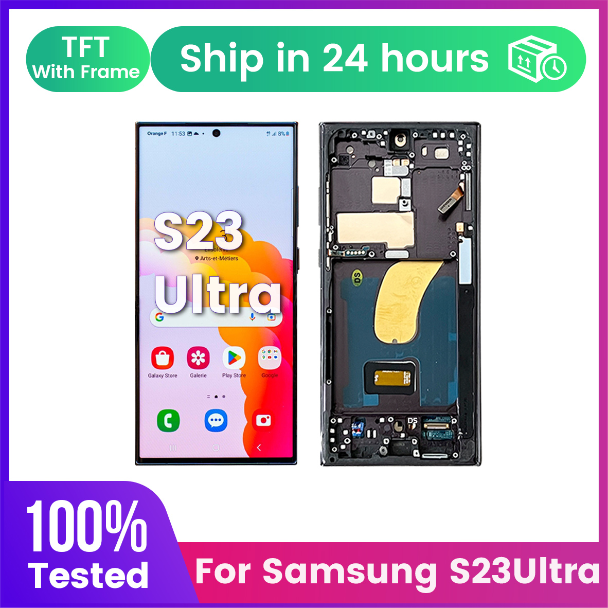 Spuer AMOLED 6.8インチ 120hz Samsung Galaxy S23Ultra 5G S918/S918B ディスプレイ用 - フレームディスプレイ交​​換付き LCD タッチスクリーン