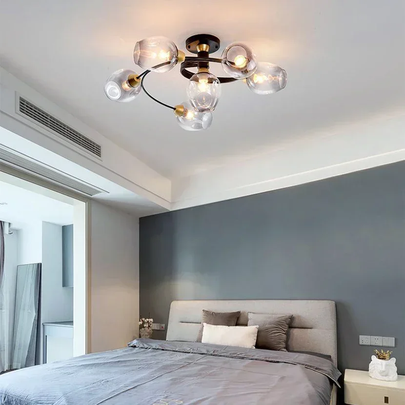 2025 Creative Magic Bean LED Molecular Chandeliers Green Blue Grey Modern Glass Ball Ceiling Light Restaurant Table Room Chandel