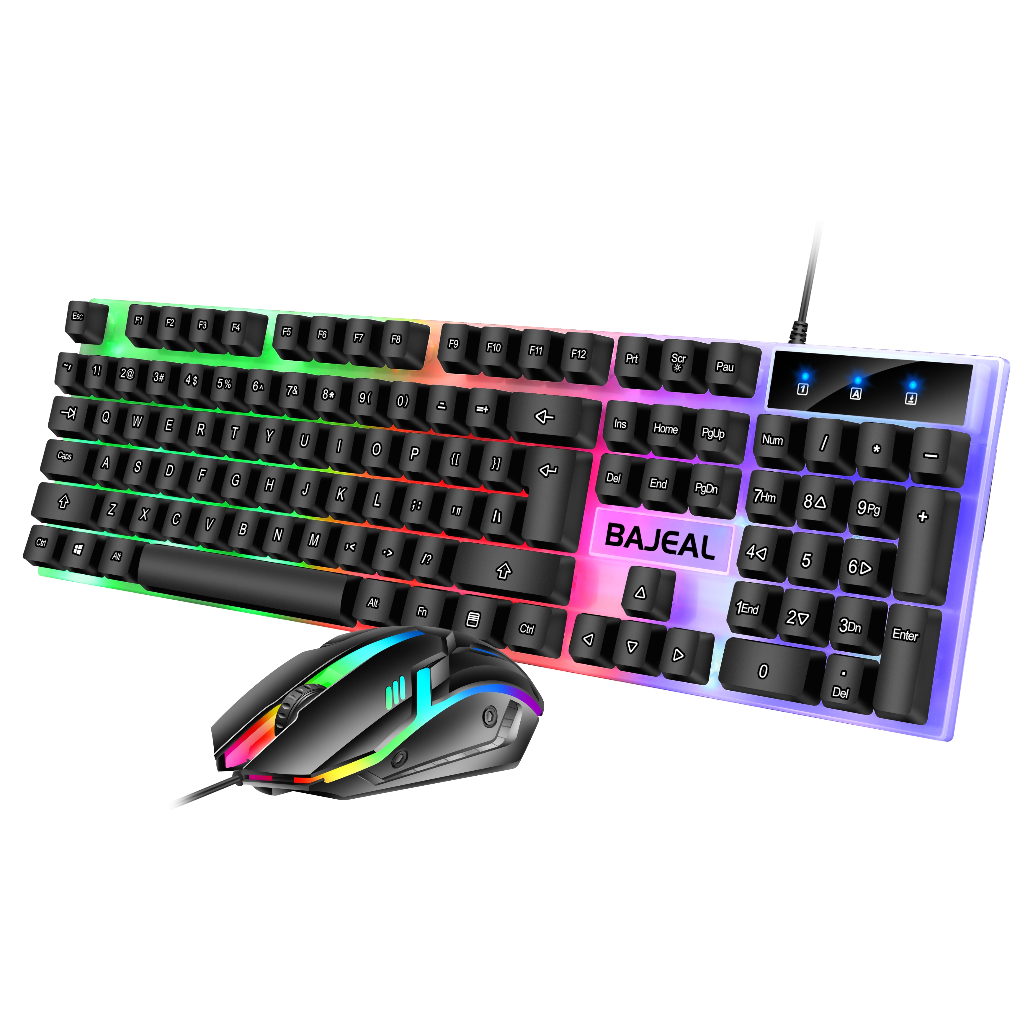 Bajeal T350 LED ライト 104 キー USB 有線メカニカルフィールゲーミングキーボードマウスコンボ