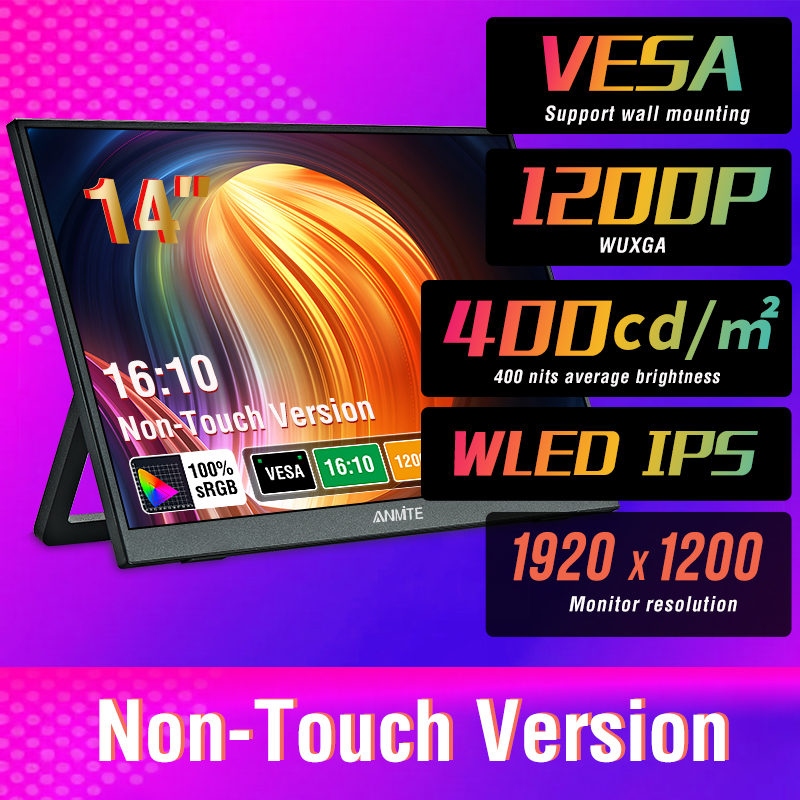 14 インチポータブルタッチモニター非タッチオプション 16:10 400cd/m2 ゲームコンピュータ XBox PS4/5 スイッチ Loptop 用ディスプレイを拡張