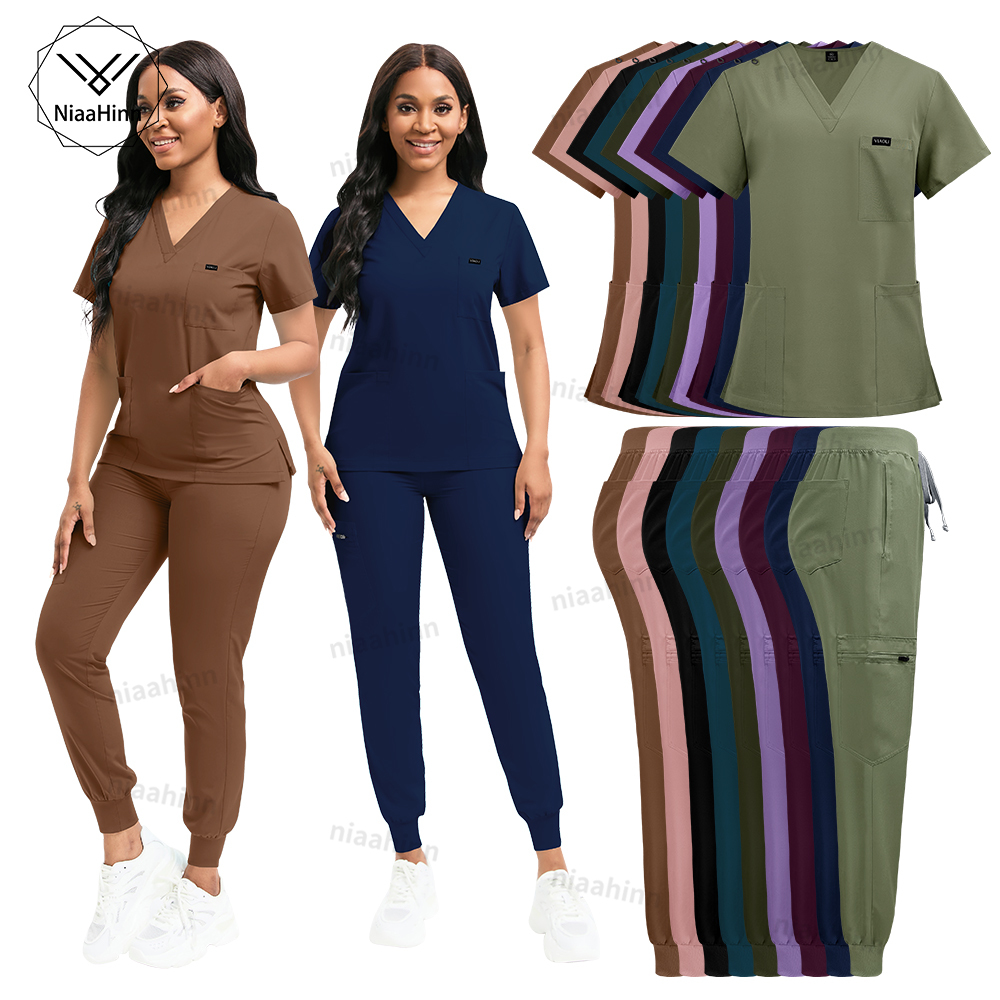 ナース制服ファッショナブルな V ネック制服セットメンズスクラブ医療スクラブ女性ペットショップクリニック薬局作業服美容師制服