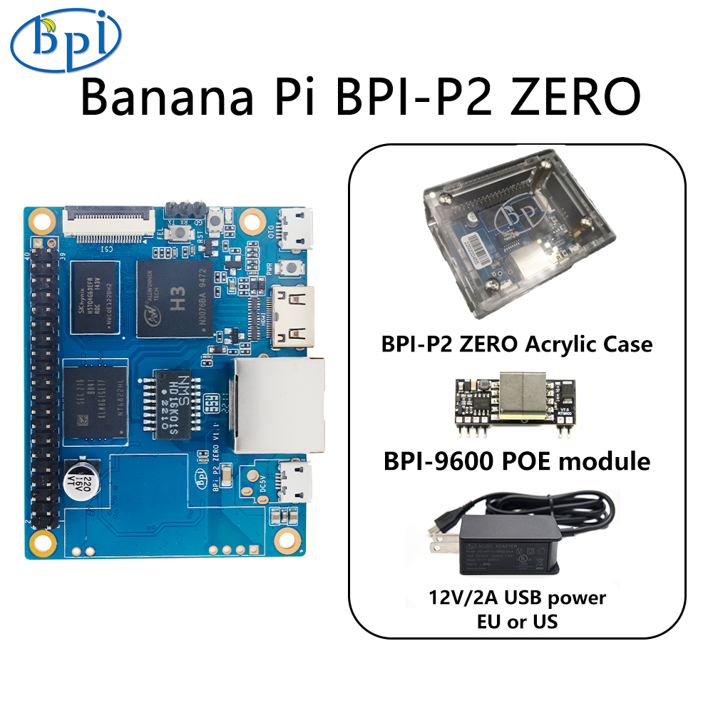 Banana Pi BPI-P2 ゼロ キット Allwinner H3 クアッドコア Cortex-A7 512MB DDR3 8GB eMMC ミニ PC IoT スマート ホーム ネットワーキング プロジェクト