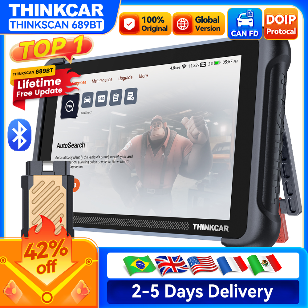 グローバルバージョン THINKCAR THINKSCAN 689BT OBD2 診断ツール DOIP CANFD 双方向 ECU コーディング 35 リセット 生涯無料アップデート