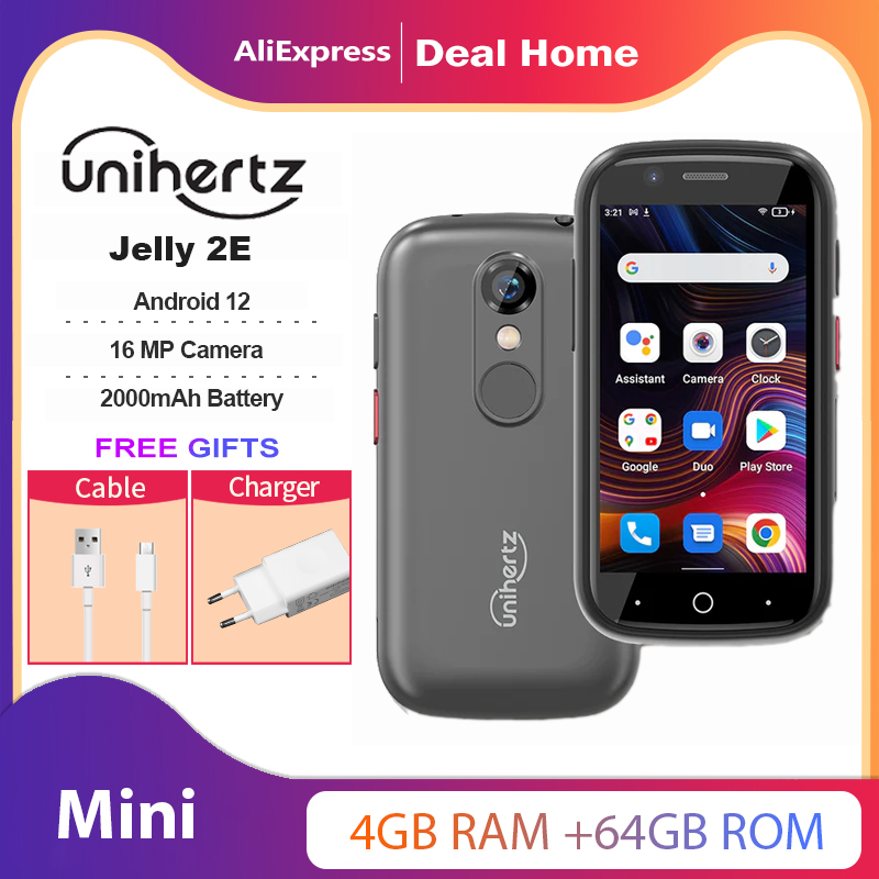 在庫 Unihertz ゼリー 2E ミニスマートフォン Android 12 ロック解除 4 ギガバイト 64 ギガバイトグローバルバージョン携帯電話 2000mAh 16MP 4 グラム携帯電話