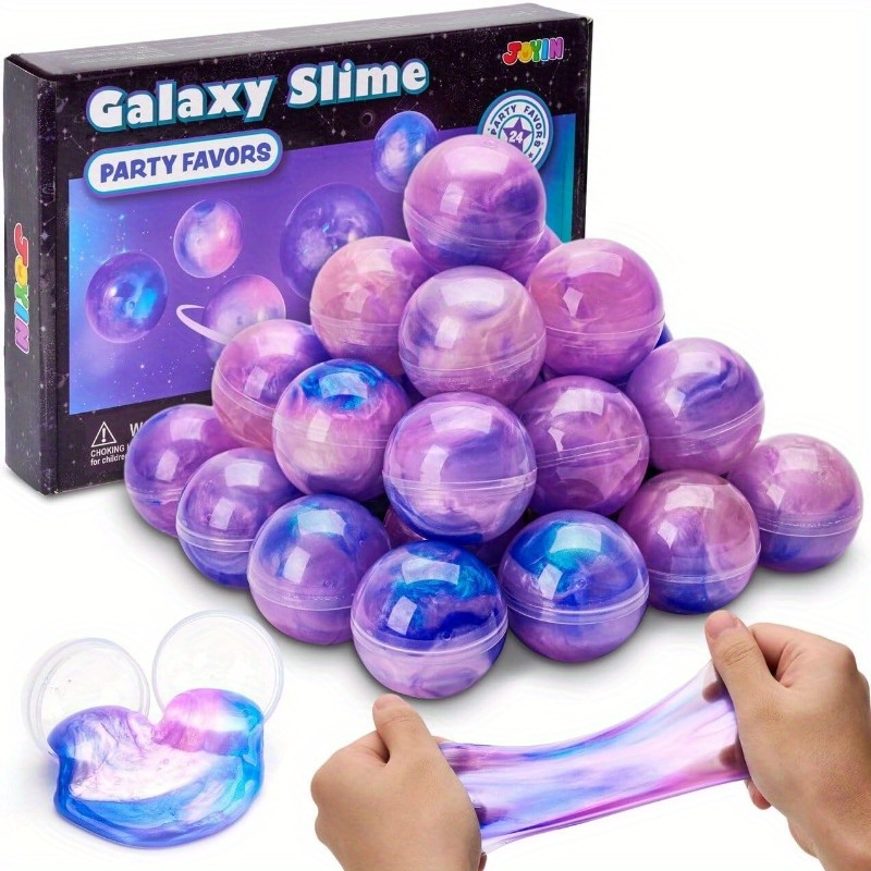 スライム パーティー記念品 24 パック ピンク ギャラクシー スライム ボール パーティー記念品 伸縮性があり、女の子や男の子にも安全です 教室のご褒美パーティー用品