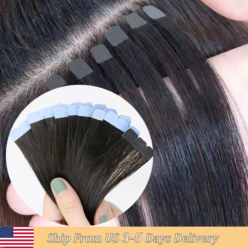 MRSHAIR ミニテープヘアエクステンション人毛ナチュラルテープヘアエクステンション 3 × 0.8 センチメートル不可視テープ 10 ピース/パックサイドヘア