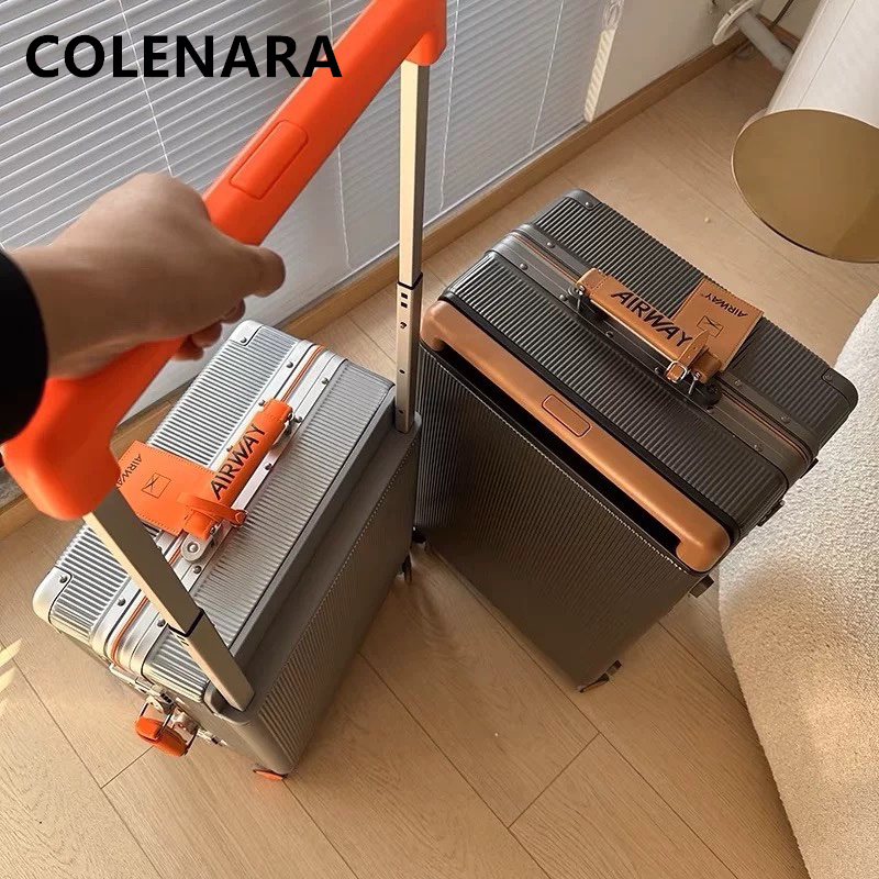 COLENARA 20 "24" 26" 28 インチローリング荷物新しいアルミフレームビジネストロリーケースユニバーサル搭乗ボックスホイール付きスーツケース