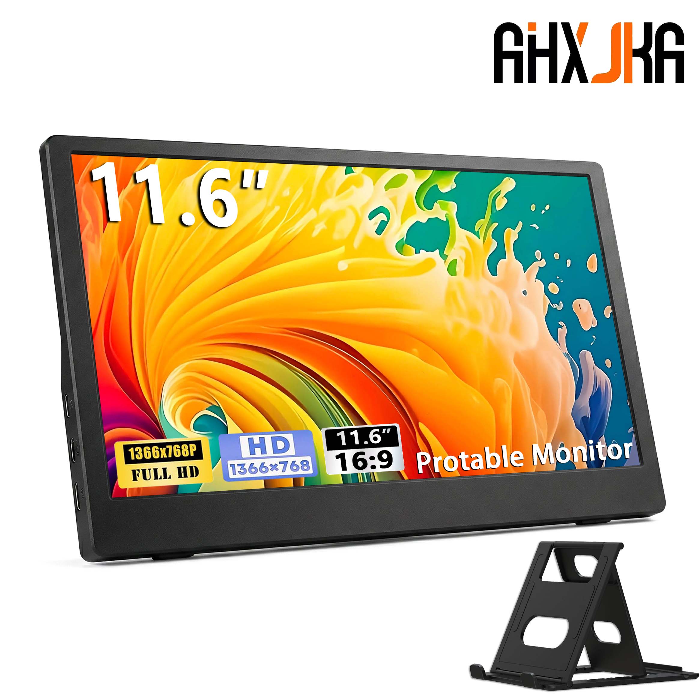 AHXJKA 11.6 Inch Screen Portable Monitor Stand Display 768P IPS Travel Display for Steam Deck Phone Laptop Switch PS4 PS5 Xbox