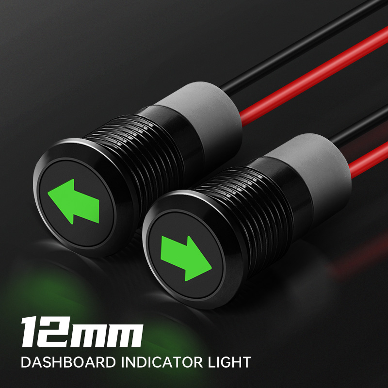 12 ミリメートル防水 LED インジケータライト 12 V シングルアロー車のターンシグナル 24 V グリーン LED 金属ダッシュボードパイロットランプ 300 ミリメートルワイヤー