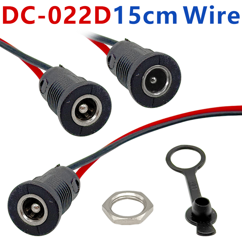 5.5*2.1 ミリメートル/5.5*2.5 ミリメートル 10A 高電流 DC 電源ソケット DIY 防水コネクタとナットスナップ/15 センチメートルワイヤー/防水キャップ