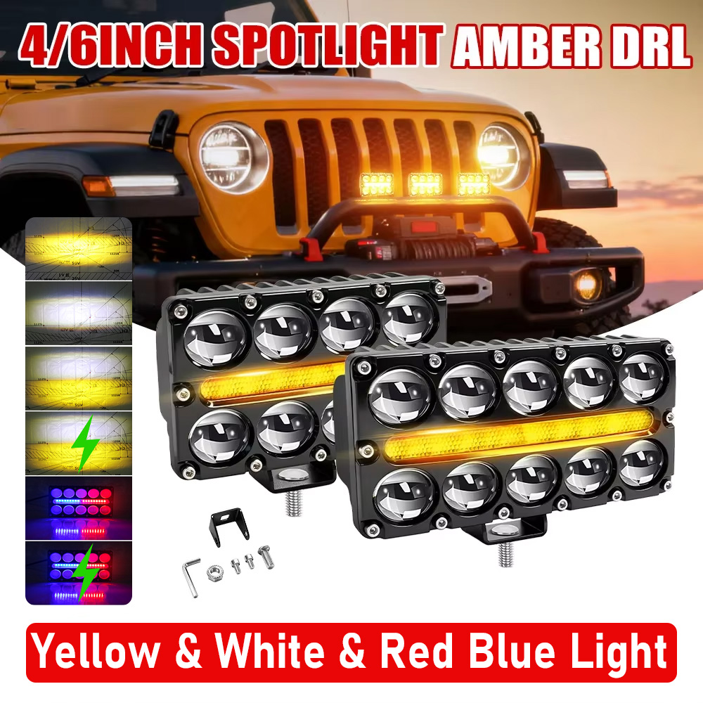COSVIBE 8/10 レンズ補助オートバイ LED 作業フォグランププロジェクターヘッドライトストロボ点滅アンバー DRL 12 V 24 V オフロード使用