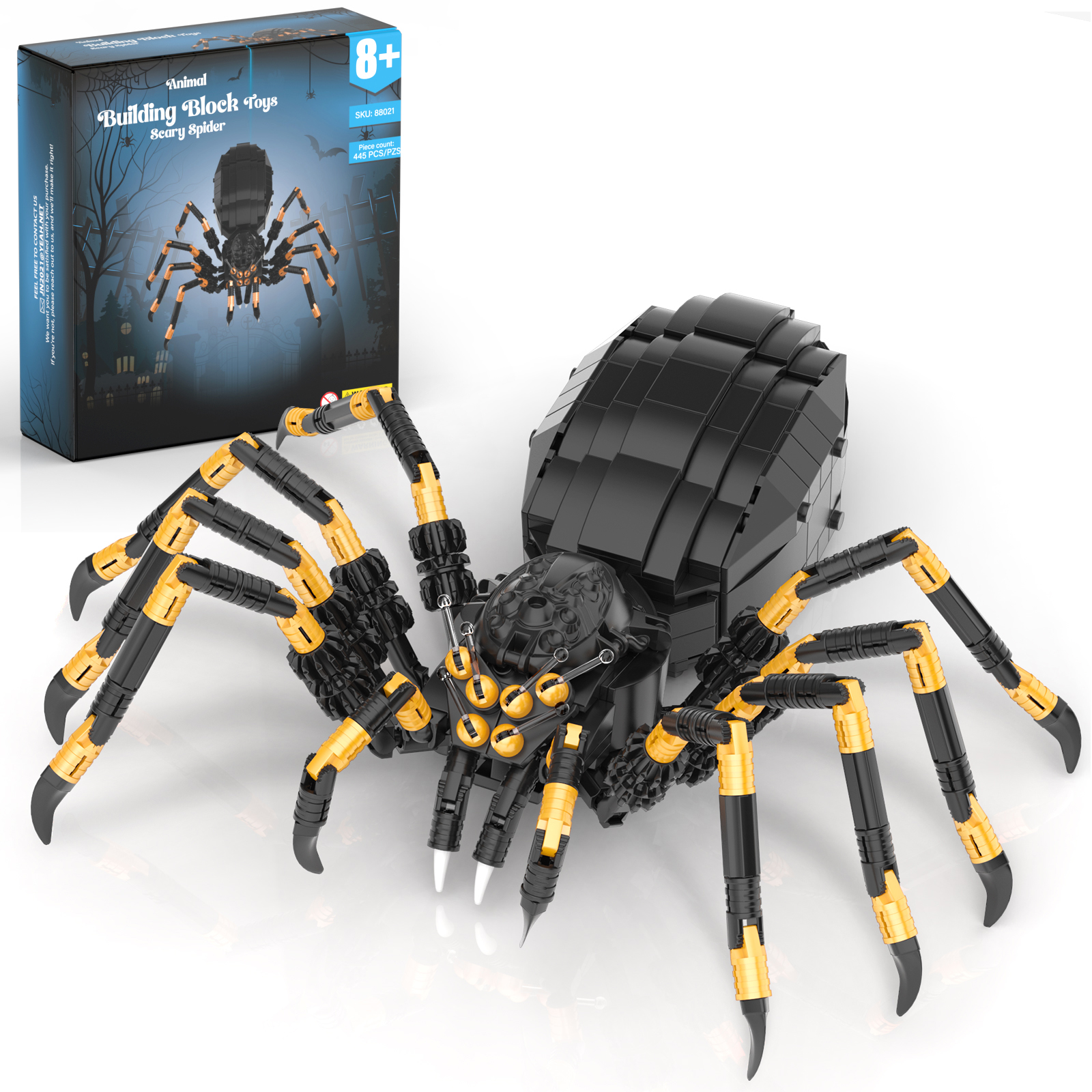 クリエイティブ野生動物クモビルディングブロックセットマイクロブロックアセンブリ黒クモモデルキットホラーハロウィーンのおもちゃ子供のための