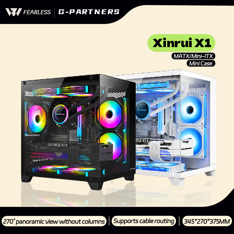 G-PARTNERS Xinrui X1 MATX Mini-ITX PC ケース コラムフリー パノ​​ラマ シービュー ルーム 240 水冷ミニ パノラマ コンピューター ケース
