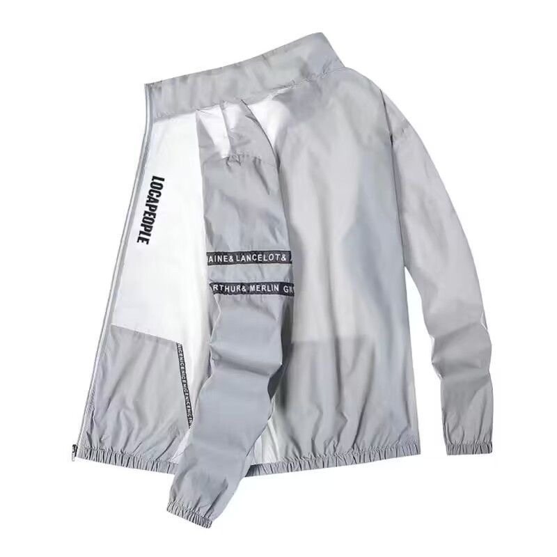 夏の日焼け防止服メンズカジュアル防水速乾自転車フード付きジャケットプラスサイズハイキング薄皮ウインドブレーカー