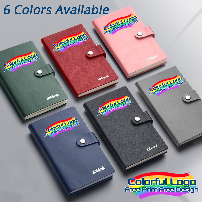 1Pc A6 Custom Logo Color Printing PU Leather Buckle Notebook Double Bookmark Notebook Perfect for Office Work &Travel Journaling