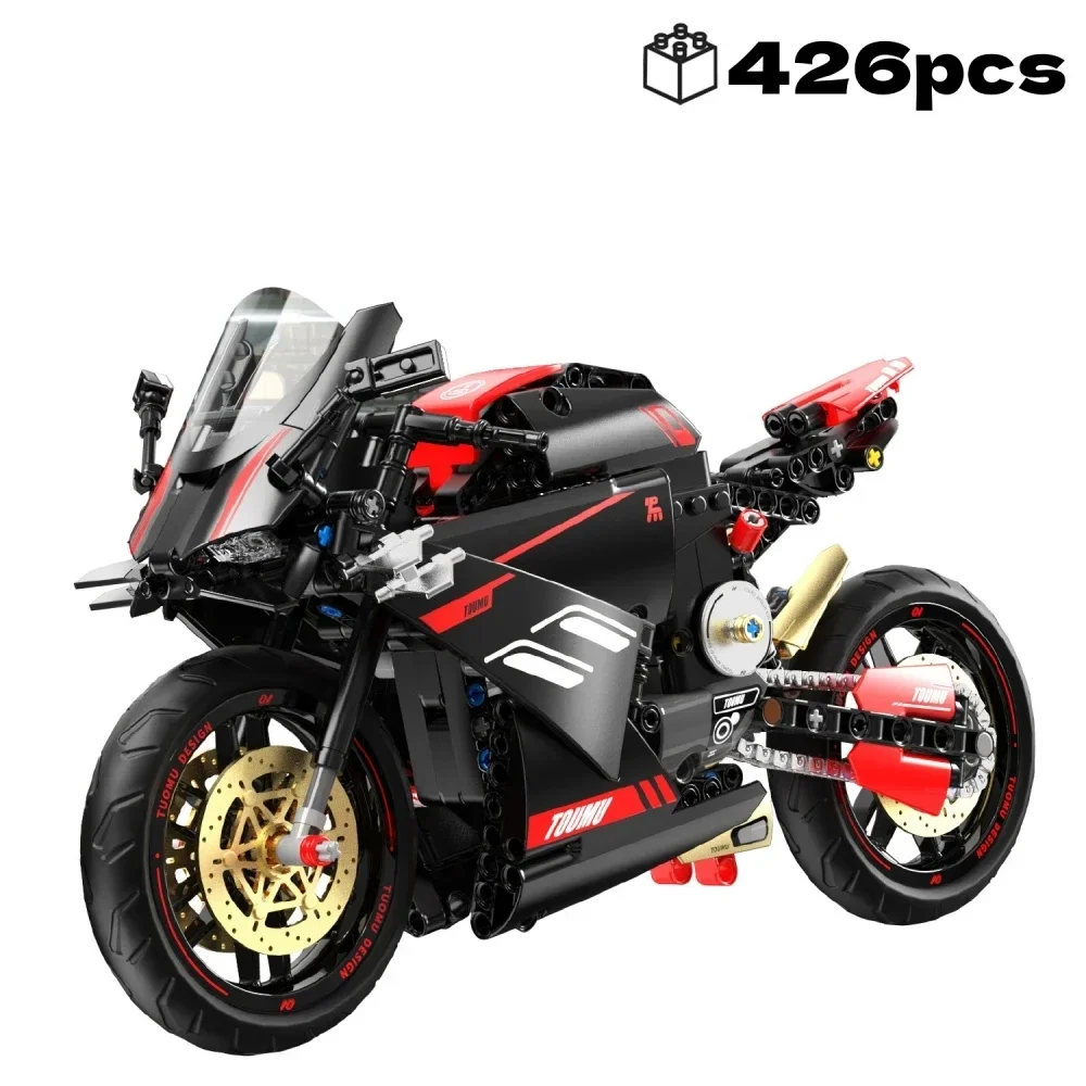 テクニカル 1:5 スケール V4 オートバイビルディングブロックセットクリエイティブ MOC スタイル組立レンガ STEM 教育ギフト少年少女のため