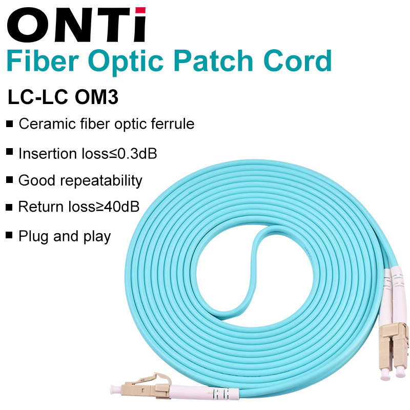 ONTi 10G OM3 LC-LC UPC マルチモードデュプレックス 2.0MM 光ファイバーパッチコード LC-LC 光ファイバーパッチケーブル 光ファイバーパッチケーブル