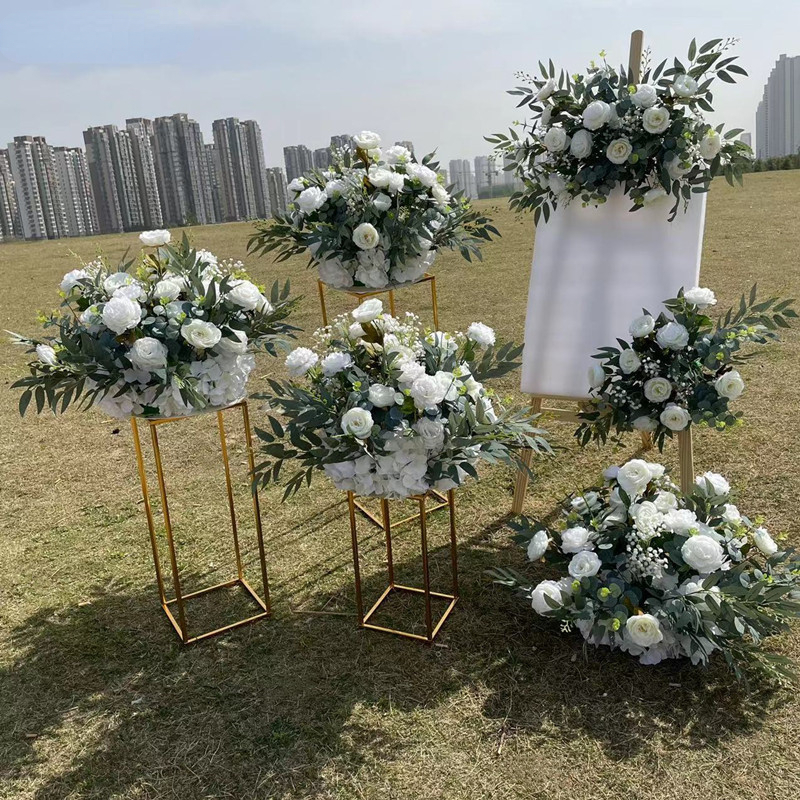 造花道路リード床花行結婚式の装飾ウェルカムサイン装飾ぶら下げ花行センターピースフラワーボール