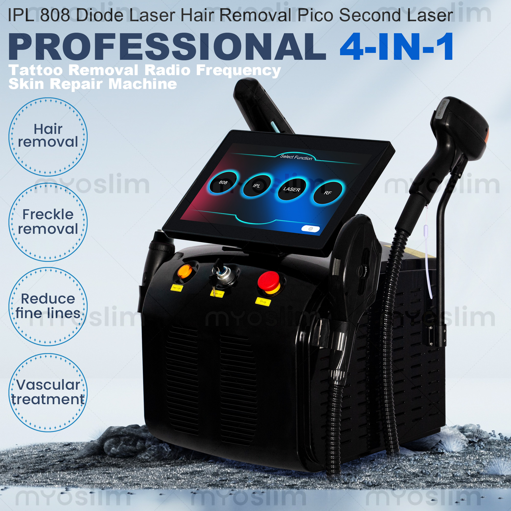 4 in 1 4000W プロダイオードアイスチタン脱毛機 755 808 940 1064nm ボディ脱毛 4 つの波長オプション