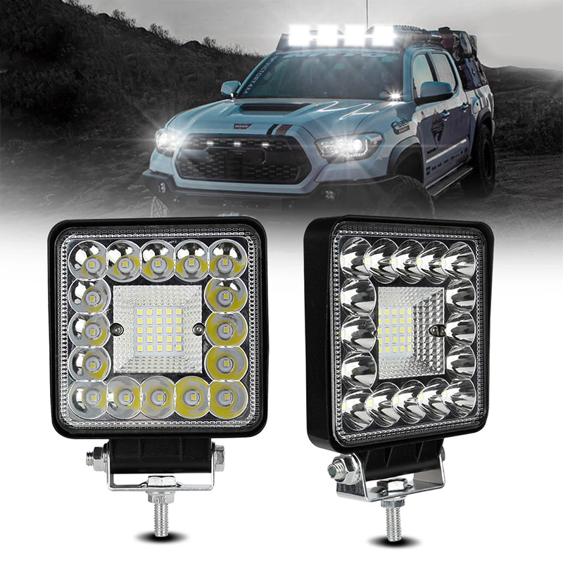 トラック用4インチLEDスポットライト、12V 24V LEDトラクタードライビングライトスクエアワークフラッドライトフォグランプSUVゴルフカート芝刈り機用