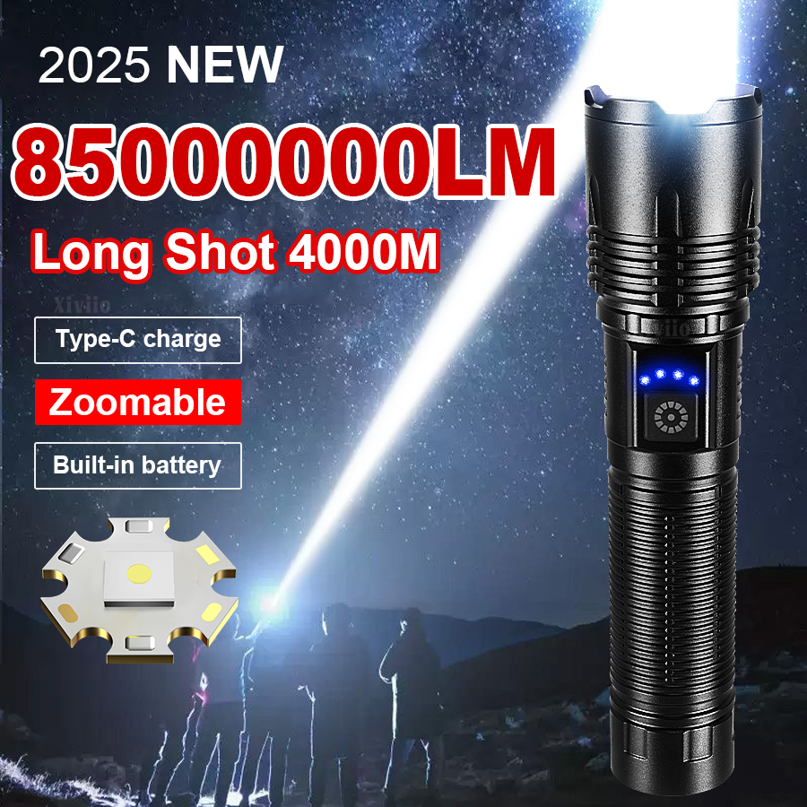 2025 新超高輝度 LED 懐中電灯 85000000LM 強力な光戦術トーチ充電式ポータブルランプ屋外キャンプランタン