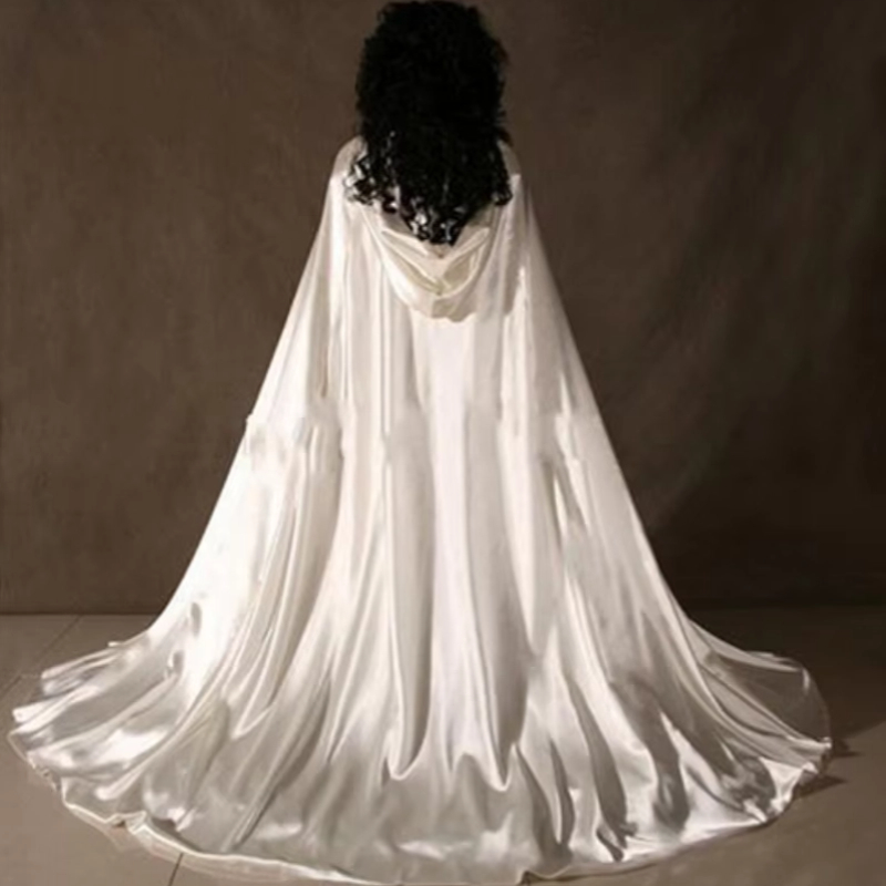 Satin Bridal Hooded Cloak, Winter Women's Wedding Cloak, Cathedral Bridal Cloak Jacket