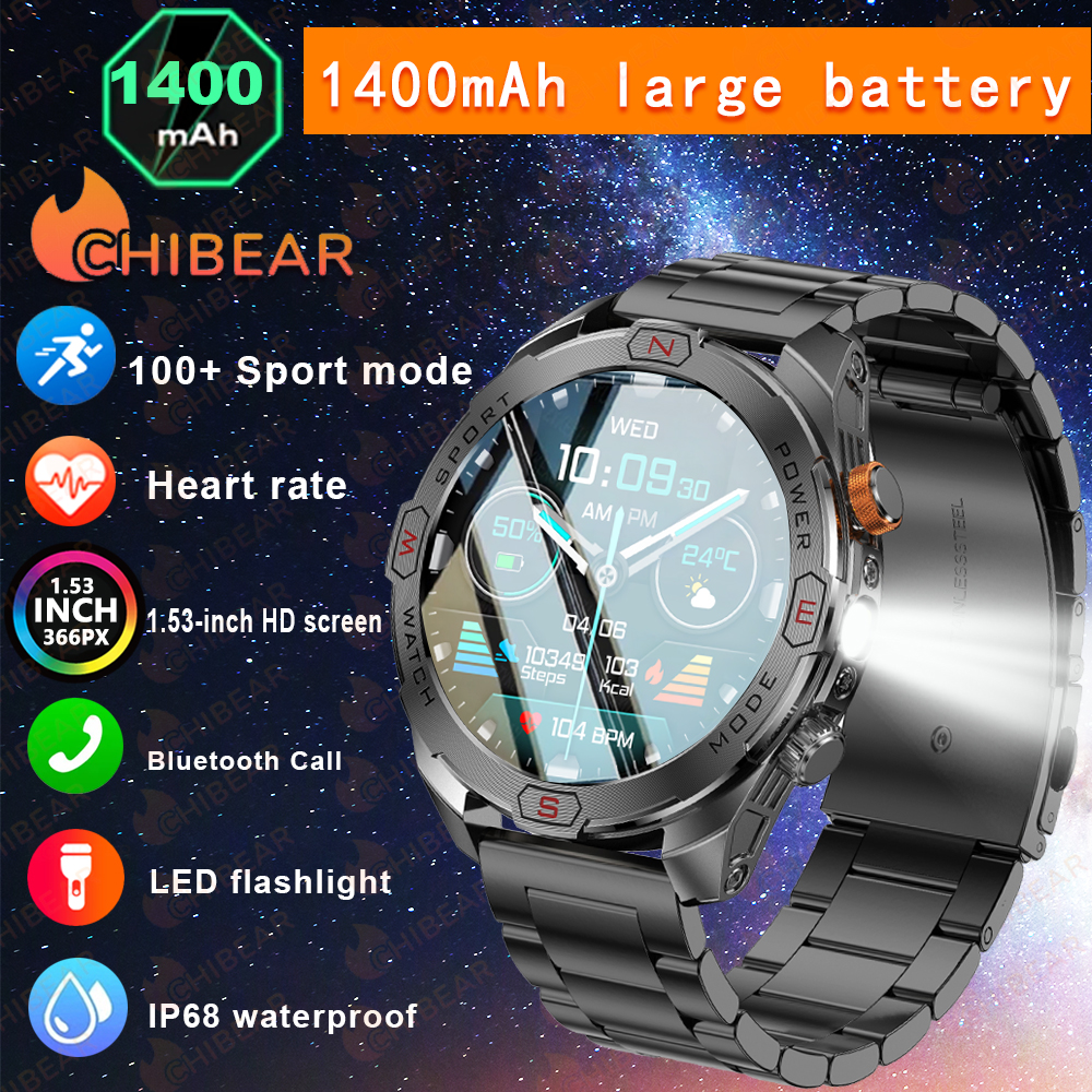 2026 新しい 1400mAh スマートウォッチ 1.53 "HD スクリーン 100 スポーツ防水時計 Blutooth 通話懐中電灯スマートウォッチ Android iOS