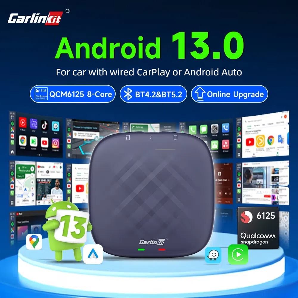 アンドロイド 13 CarlinKit Android 自動ワイヤレス CarPlay AI TV ボックス QCM6125 8 コア分割画面 64 グラム 128 グラム Netflix YouTube Play ストア