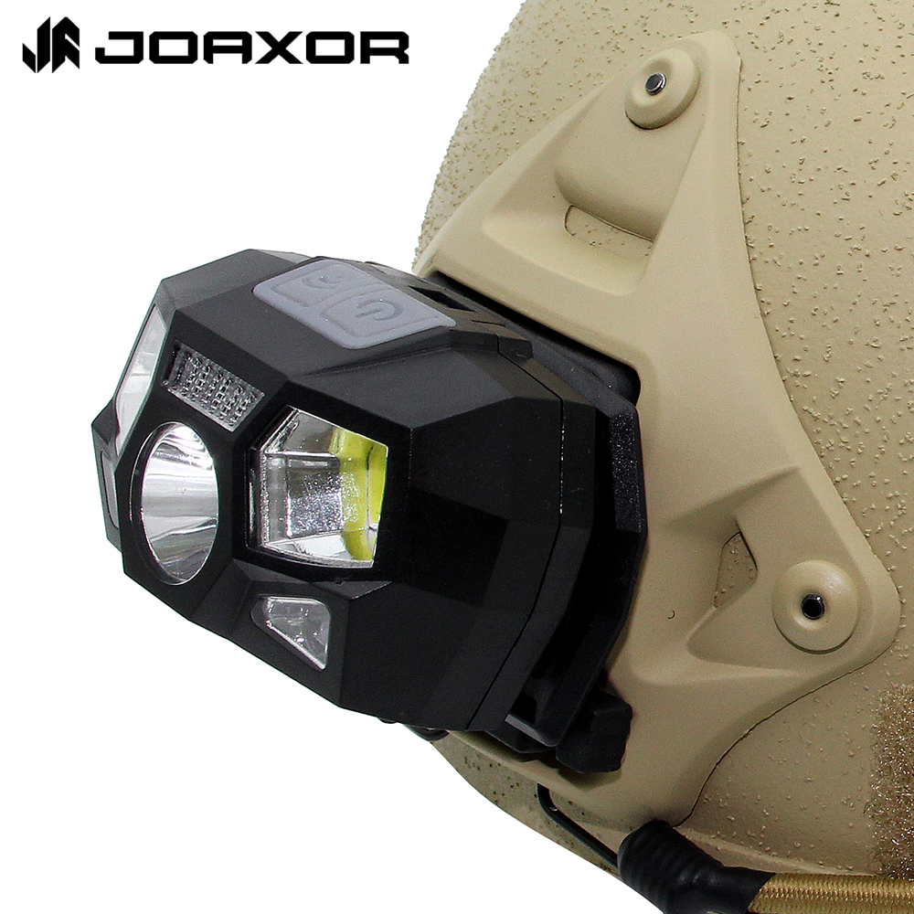 JOAXOR 戦術的な高速 MICH ヘルメットライト信号光センサーヘッドランプ USB 充電防水ライト狩猟釣りヘッドライト
