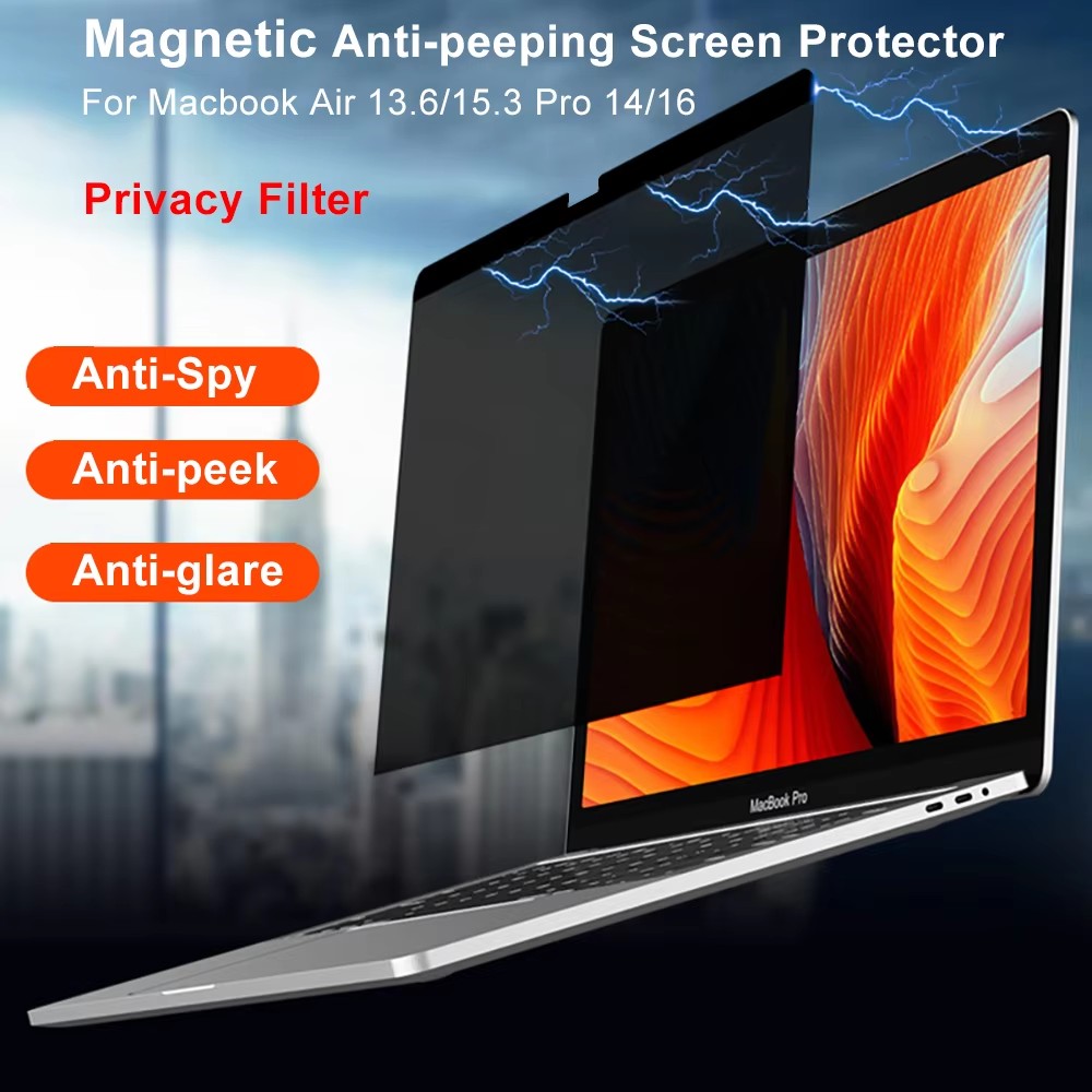 磁気アンチスパイフィルム Mac 用マグネットプライバシースクリーンフィルター Macbook M4 M3 M2 14 16 Air 15 13 ノート PC のぞき見防止シールド