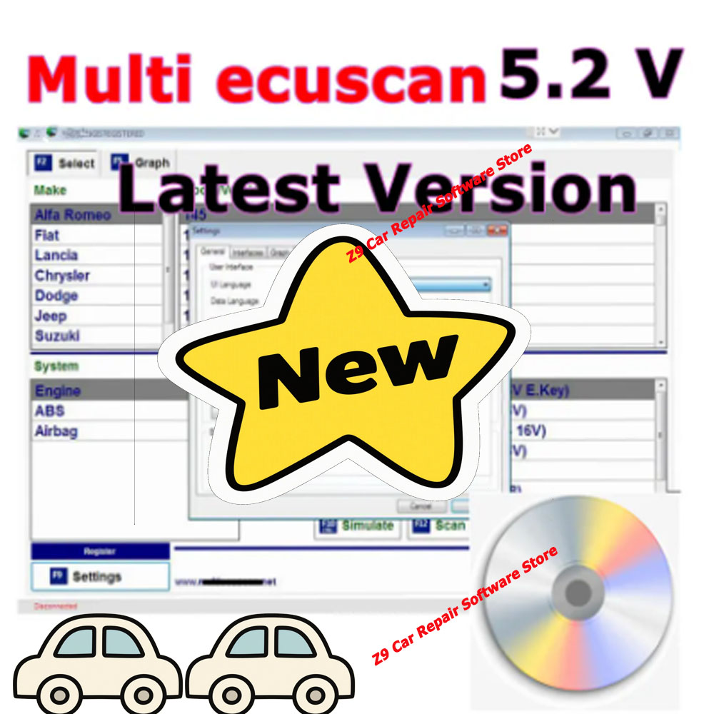 2025年 熱い！販売 Multiecuscan 5.2 フィアット ソフトウェア用 Multiecuscan V5.2 フィアット/クライスラー/ダッジ/ジープ/スズキ スキャナー ソフトウェア